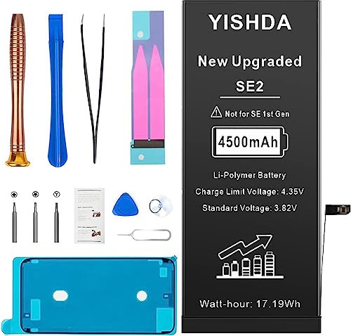 YISHDA[4500mAh] Battery for iPhone SE (2020 2nd Gen) High Capacity New 0 Cycle Battery Replacement for Model A2275 A2296 A2298 (NOT for iPhone SE 2016 1st Gen) with Professional Repair Tools Kit