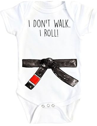 NOFO VIBES Brazilian Jiu Jitsu - I Don't Walk I Roll Baby Boys Girls Clothes Infant Romper Bodysuit One-Piece Funny Cute born Infant Outfit (Size: 6-9M Short Sleeve)