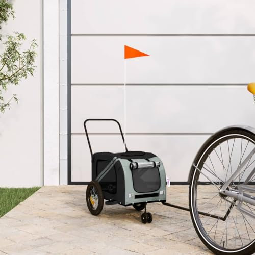 ZEYUAN Fahrradanhänger Hunde Grau und Schwarz Oxford-Gewebe und Eisen, Fahrrad Anhänger, Lastenanhänger, Handwagen, Fahrrad-lastenanhänger, Lastenfahrrad - 93888