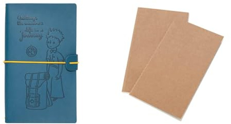 Grupo Erik Reisetagebuch zum Selberschreiben Der Kleine Prinz Bullet Journal Dotted Notizbuch + Ersatz Nachfüllpack Dotted Notebook 12x19,6 cm 40 Seiten liniert und 40 Seiten mit Punktraster