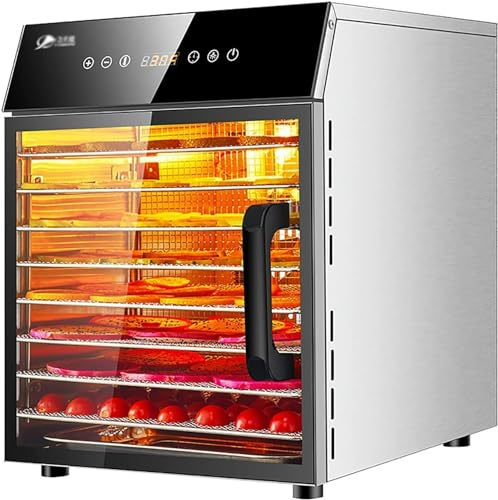 Deshidratador de alimentos de acero inoxidable mejorado con ventana de vidrio y pantalla LCD, conservación suave, fácil de limpiar, máquina comercial de secado de frutas para pescado, verduras, c