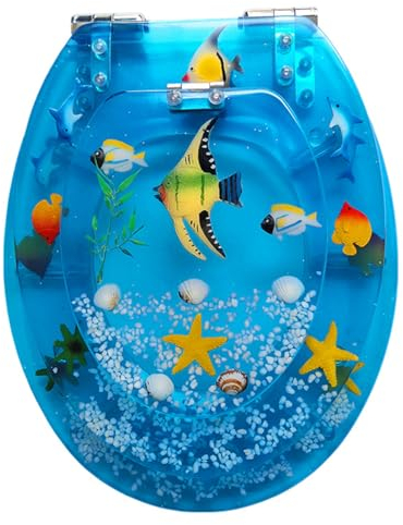 JYHCD WC-Sitz Soft Close Kinder Erwachsene Familie WC-Sitz Mit Eingebautem Töpfchen Training Quick Release U V O Form WC-Deckel-Abdeckung Für Einfache Reinigung,Blue 2