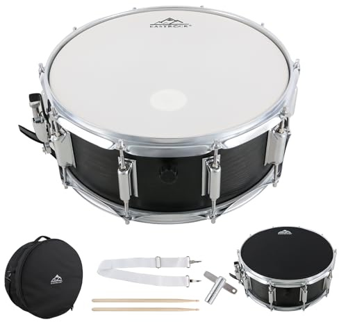 EASTROCK Snare Drum 14X5.5 Inches for Student Beginners with Gig Bag, Drumsticks, Drum Keys, Coated Material Drum Head, Wood Grain Finish