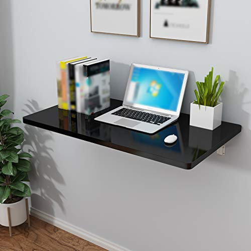 FGDIUCVN An der Wand montierter schwimmender Klapptisch, Computertisch, robuste Werkbank, Nähtisch, Küchen-Esstisch, Stehtische, Kinderschreibtisch, 5 Farben, 14 Größen (schwarz, 90 x 50 cm