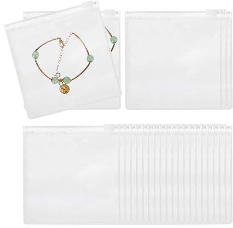 PATIKIL PVC smyckeväskor, 25 st 12 cm x 12 cm smyckepåsar klar dragkedja väskor antioxidation självtätande små väskor för örhängen halsband armband förvaring resor affärer