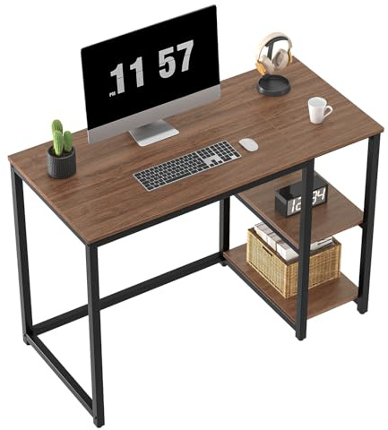 WOHOMO Scrivania per Computer 100 cm con 2 Ripiani - Moderna Postazione da Lavoro per Casa, Ufficio, Studio e Camera da Letto
