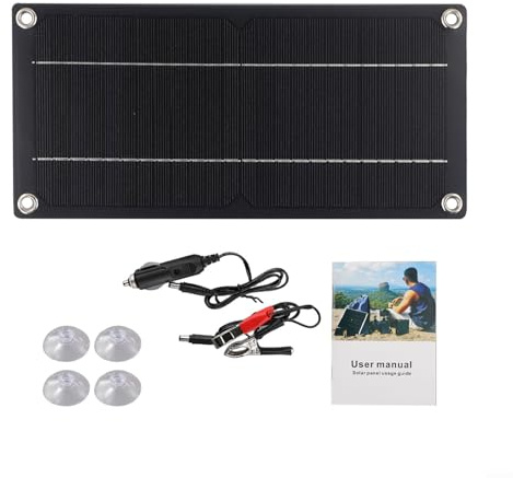URPIZY 60W Solarpanel Kit Autobatterie Ladegerät Für Auto Boot Wohnwagen Mit Saugnapf Halterung 12V Erhaltungsladegerät IP65 Wasserdicht Mit USB DC Ausgang 24% Umwandlungsrate