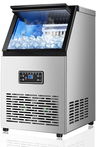 SHENGSHIYU máquina de Hacer Hielo para Bar,Producción Diaria 40kg,24 Cubitos de Hielo por Ciclo,Conexión a Agua Corriente,Autolimpiante Ice Maker Machine con Filtro Incluido y Pala para Hielo