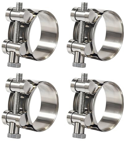 4Pzs Abrazaderas de Manguera Acero Inoxidable 304 con Perno en T 20-22mm Alta Presión Ajustables con Tuerca Autoblocante para Turbo Radiador Escape Moto Automóvil