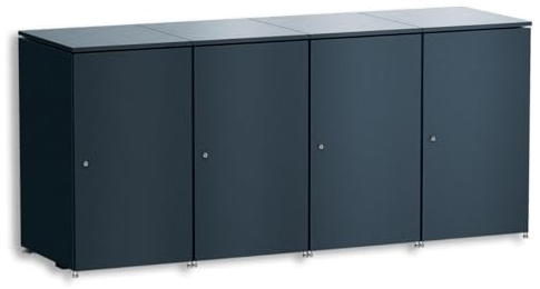 Metzler Mülltonnenbox 4er 240L in Anthrazit | Für 4 Tonnen aus Aluminium rostfrei & abschließbar | Mülltonnenverkleidung außen mit Automatikdeckel & höhenverstellbare Füße | Müllbox für Garten