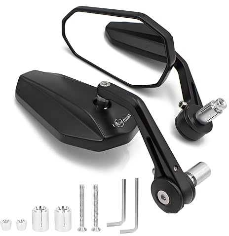 Motorrad Spiegel, 2 Stück Universal Motorrad Rückspiegel Spiegel E-geprüft, 360° Drehbar Lenkerendenspiegel 22mm Seitenspiegel Motorradspiegel mit Schraube für Scooter, Roller, ATV, Streetbikes