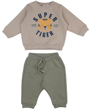 Prénatal, Completo Tuta Felpata, Pantalone Lungo e Felpa in Morbido Cotone, Bimbo, 3-6 Mesi, Beige