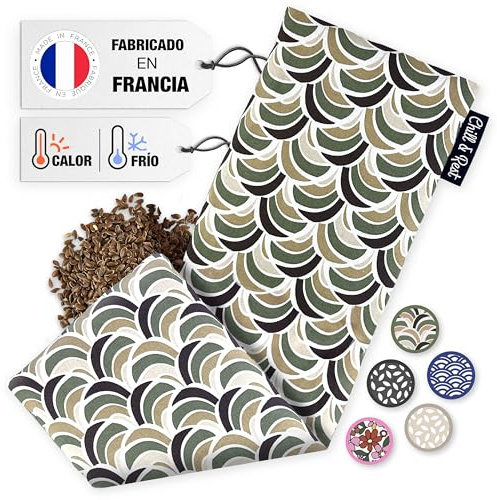 Chill&Rest - Cuscino termico microonde - cuscino per cervicale - semi di lino - mal di testa - termoforo schiena - come un noccioli di ciliegia riscaldabile - Verde - La Retro