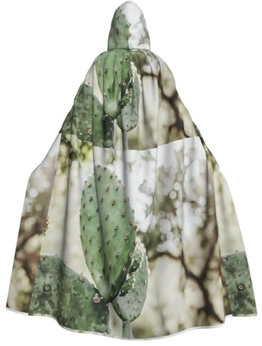 WHJDPP Cactus Picture Halloween Adult Hooded Cape Cloak with Bow Tie for Costume Parties, Cosplay