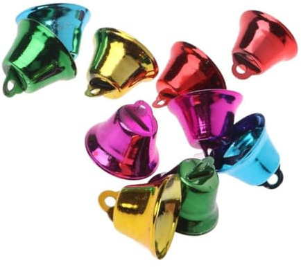 BESPORTBLE 20 Stück Windspielglocken aus Eisen 32mm Bunte Haustierglockenanhänger für Papageienspielzeug Windspiele Haustierzubehör Vogelspielzeug Zufällige Farbe