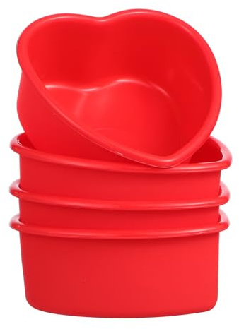 Hohopeti Moule à Gâteau Cœur Silicone Rouge 4 Pièces, Antiadhésif | Moule Coeur Individuel, Moules Silicone Patisserie, Usage Polyvalent à Maison