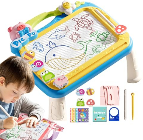 Tavola da disegno magnetica per bambini, tavola da disegno magnetica, cartone animato con 2 penne, giocattolo primaverile educativo multifunzionale, tavola da viaggio per e