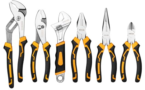 6PCS Pliers Set, 10 Water Pump Plier 8 Slip Joint/Linesman/Long Nose Plier 6 Diagonal 8 Adjustable Wrench | Premium CR-V Tools with Storage Bag for Home Repair, Workshop & DIY Professional Use