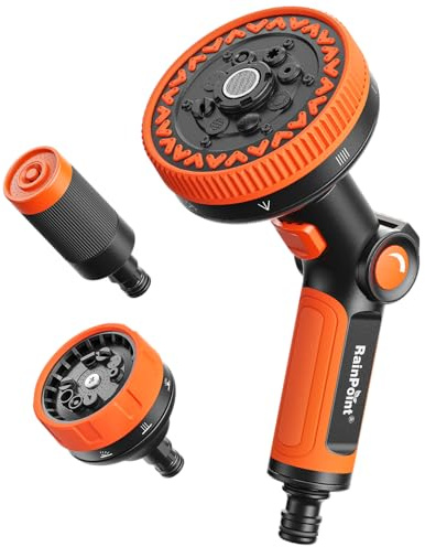RAINPOINT Multi-Gartenspritze, 3 Abnehmbare Düsen Gartenbrause, Daumensteuerung, Hochdruck Gartenschlauch Düse für Bewässerung Pflanzen, Rasenflächen, Autowaschen