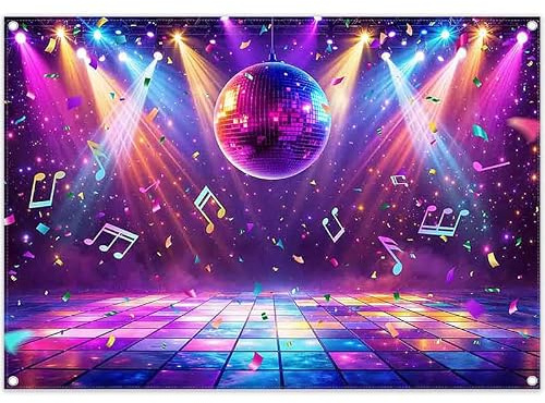 Luminora 7x5ft Disco Ball Stage Nightclub Music Dance 70s 80s 90s Backdrop