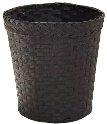 Hperu Bote de basura tejido |.Papelera tejida pequeña de 7x10 pulgadas, cesta de papel de desecho redonda de paja Natural para baños, dormitorios, oficinas en el hogar, Color café