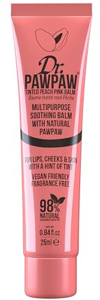 Dr.PAWPAW Tinted Peach Pink Balm, Multi-Purpose Natural No Fragrance, for Hydrating Lips, Skin, Hair, Cuticles, Nails & Beauty Finishing (25 ml)