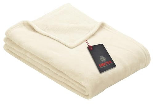 Ibena Kuscheldecke Olbia 150x200 cm - flauschig, warm & waschbar, fleecedecke wollweiß einfarbig