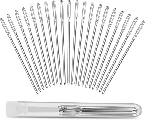 ERKOON 20 Pieces Alloy Steel Large-Eye Blunt Needles (52mm), Sliver for Hand Sewing, Leather Projects, Quilting, Crafting