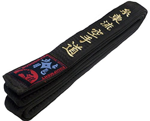 Budodrake Schwarzer Gürtel Bestickt Shito-Ryu Karate-Do in Gold/Kanji (350)