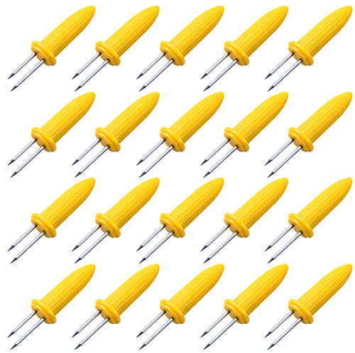 CandyHome 20 Pack Stainless Steel Corn Holders Corn on The Cob Skewers for BBQ Twin Prong Sweet Corn Holder Home Cooking Fork