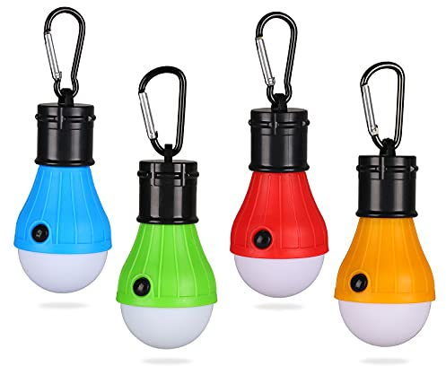 Yizhet Campinglampe, 4xLED Campinglampe LED Camping Laterne Zeltlampe Glühbirne Set, Notlicht mit Karabiner Wasserdicht Tragbare Camping Lantern LED für Camping,Abenteuer,Angeln,Notfall, Stromausfall