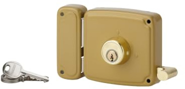 THIRARD Serrure Horizontale en Applique, Double Entrée, Gauche, 100 x 94 mm | Acier embouti, axe 50 mm, mécanisme 3 tours, double cylindre 5 goupilles, livrée avec 3 clés laiton nickelé