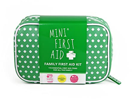 Family First Aid Kit - 115 Pieces Including Plasters, Bandages, Burn Gel, Thermometer, Cold Pack - for Car, Home, Travel, Camping and Hiking - As Seen on Dragons' Den