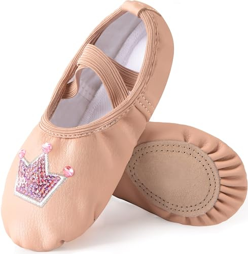 Mulnall Mädchen Ballettschuhe Kinder Ballettschläppchen Schuhe Yoga Tanzschuhe für Tanz Praxis Split-Sohle No-Tie (Kleinkind/kleines Kind/großes Kind)(WX65-08B-32)
