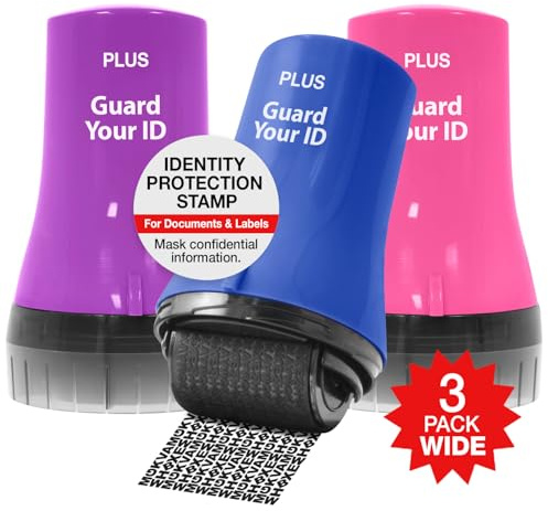 Guard Your ID Wide Identity Theft Protection Roller Stamp, 3-Pack
