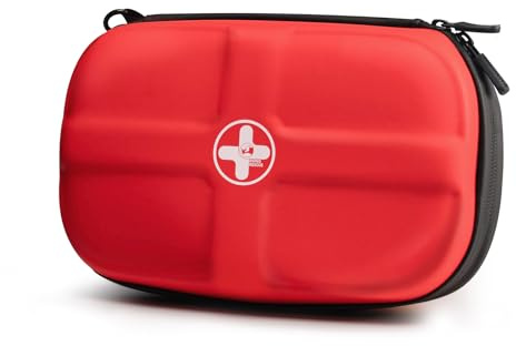 RHINO RESCUE EVA First Aid Kit, Small Waterproof Emergency Hiking First Aid Kit for Backpacking, Medical Kit for Travel, Home, Car, College Dorm Room, Camping, Boat, Back to School (Red)