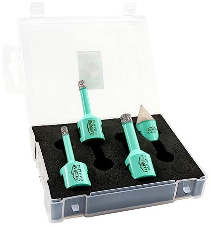 Broca de Diamante - 4piezas (6/8/10mm+20mm Broca Fresado Chaflán de Diamante) LEKOMESH Sierra de Corona con Caja de Plástico para Porcelánico Cerámica Granito Mármol,Rosca M14