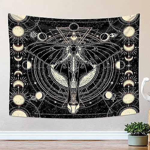 RICKMASK Tappeto a Parete Farfalla e Falena, Moquette a Parete Nero per Soggiorno e Camera da Letto, Decorazione murale 130x150cm