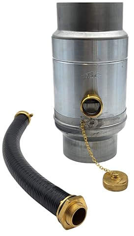 zbs24 Zink Regenwassersammler 87mm Set 1, Wassersammler mit automatischer Füllstop, mit Schlauchverbindung 30cm für Auffangbehälter, Made in Germany, 85% Wasserertrag