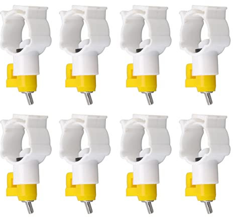 Hühnertränke-Nippel, 20 Stück, Kugelventil, Hühner-Wassernippel, Automatische Geflügel-Tränke, Bewässerungsspender mit Auslaufsicherem Ring für Küken, Enten, Wachteln, Gelb