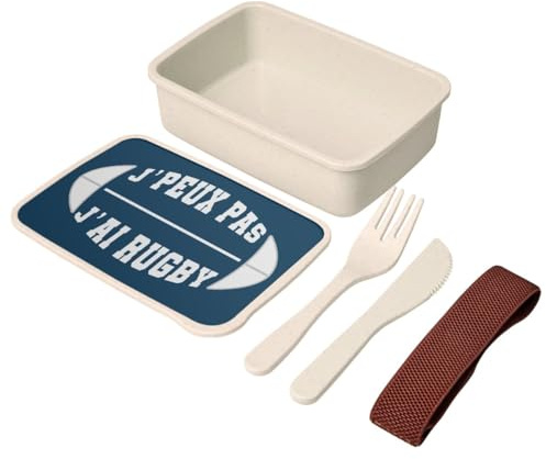 Fabulous Lunch Box - Boite à Repas avec couverts Bleu - J'Peux Pas J'ai Rugby - 700 ml