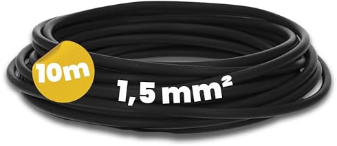 Kalitec 10m H07V-K 1,5 mm² Schwarz Verdrahtungsleitung - Flexible | PVC Einzelader Litze - Feindrähtiges Kupferkabel für Schaltschrank - HAR-Zertifizierter Schaltdraht für Steuergeräte
