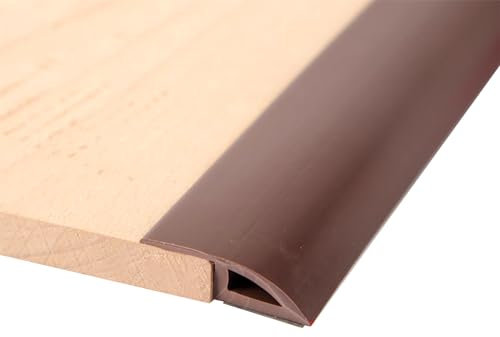 Autoadhesiva 1m para Puerta de Piso Laminado Perfil de Transición para Suelo y Alfombra, Apto para Pendiente (Color Café)