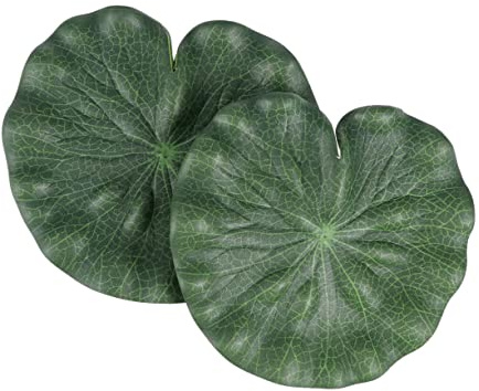 Cabilock 6 Pièces Feuilles de Lotus Artificielles en PU et Mousse Vertes pour Décoration Aquarium et Bassin, Réalistes et Faciles à Nettoyer, pour Aquarium