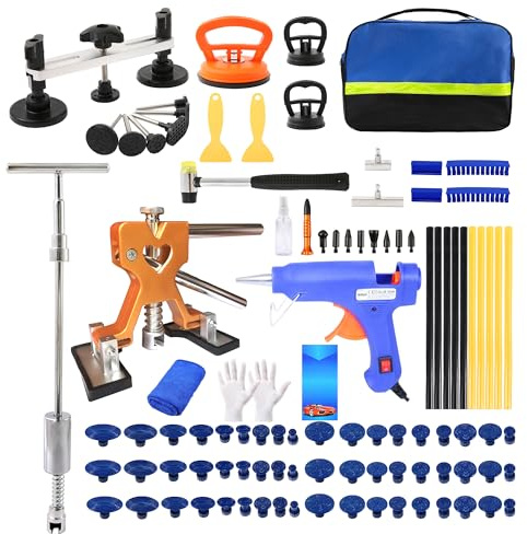 Srepat 101pcs Paintless Dent Repair Tool Dent Puller Kit,Car Dent Repair Kit，Adjustable Width, Dent Car Dent Removal Kit…