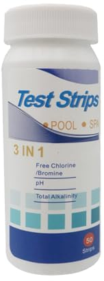 50 Stück Pool Teststreifen,Teststreifen Pool 3-In-1,Pool Und,Messgerät Tester Wassertester,Wasser Strips,Digital Pooltester,Messstreifen Test für Ph-Wert/Härte/Freies Chlor/Alkalinität/Basen