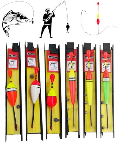 KGDUYC Hezhou 6 pièces Flotteur de pêche avec Plomb, Ligne et hameçon (5#, 7#, 9#) pour Poissons Convient pour la rivière l'étang et la Ruche