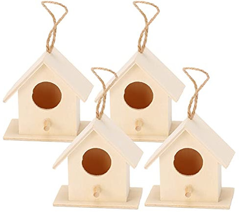 Paquet de 4 Mini nichoirs à Oiseaux en Bois, Maison pour l'extérieur à Suspendre, Petit nichoir à Oiseaux, Maison à Oiseaux en Bois, perchoir pour l'extérieur, nichoir à Oiseaux,