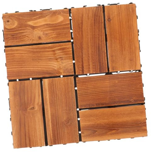HOMOCONO Outdoor Flooring Tiles Interlocking Decking Tiles for Patio Sturdy Wood and Plastic