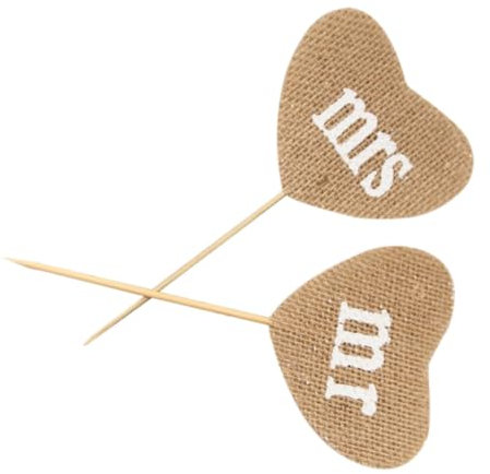 WESIEVYA 2paare Herzförmige Cupcake Toppers Mit Mr Und Mrs Design Für Hochzeitsfeiern Kreative Tortendekoration Für Hochzeiten Und Partys Sicher Für Lebensmittelgebrauch